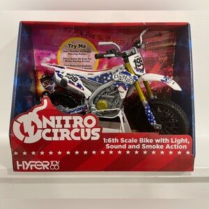 1:6th Scale Bike with Light, Sound and Action - Blue and White